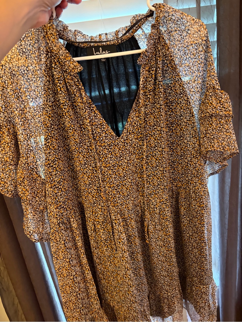 Lulu's Black and Mustard Floral Mini Dress - Picture 2 of 11